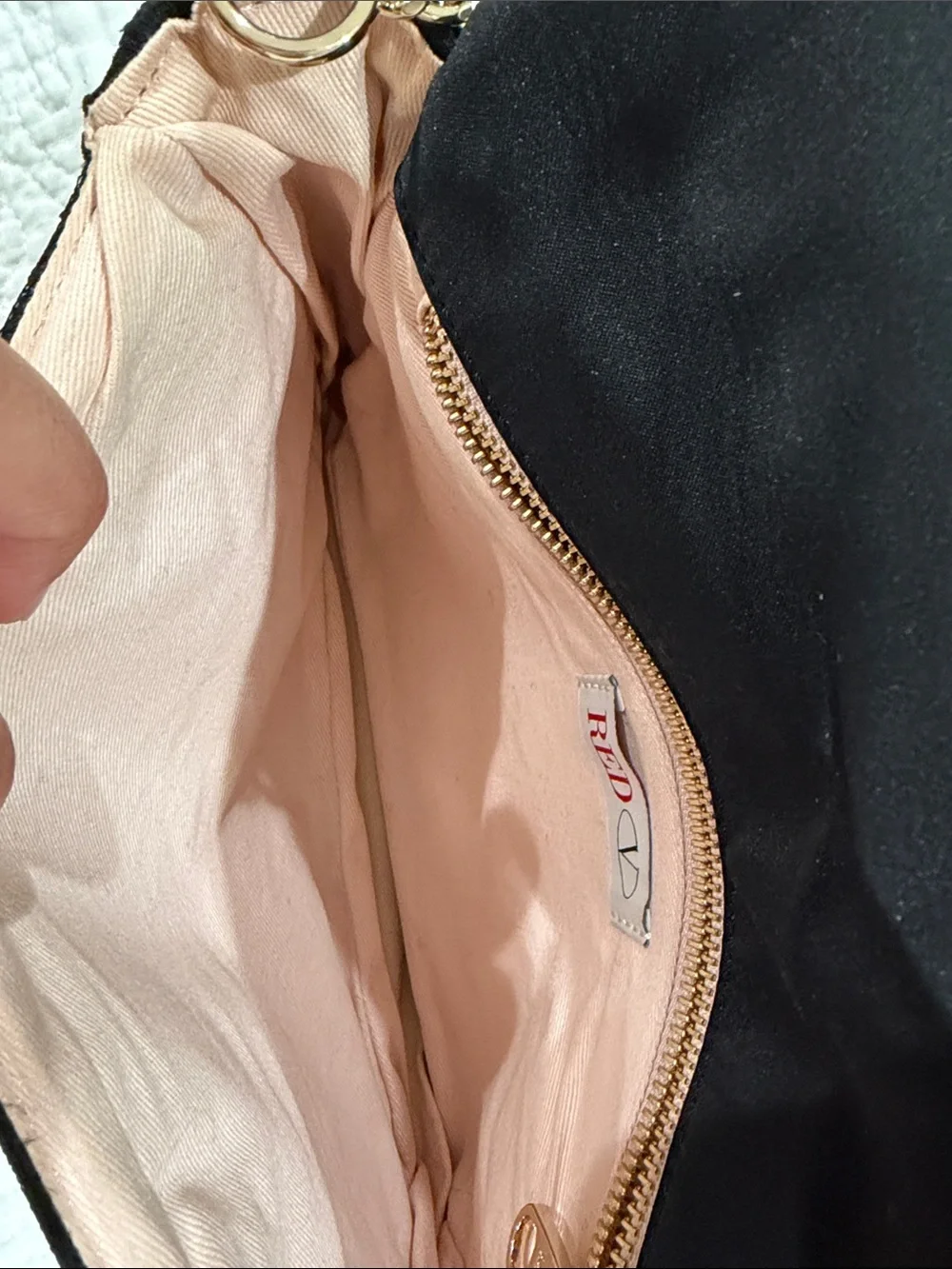 RED Valentino Black Ribbon-Trim Chain Crossbody Bag